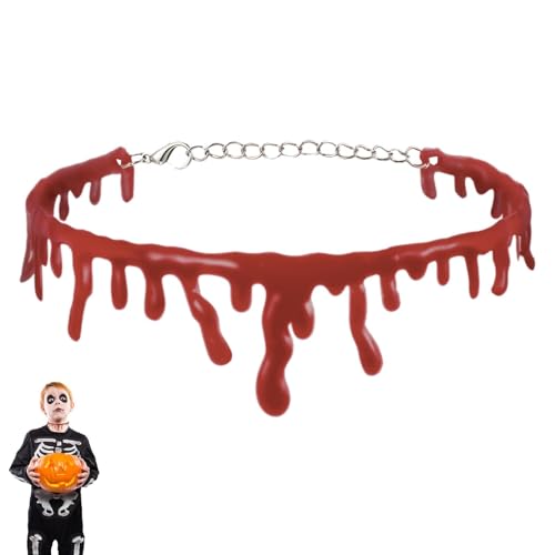 Ylnailky Blut Tropfendes Choker Halsband - Frauen Halloween Kostüm Schmuck Halskette | Imitation Blutender Kragen Hals Schmuck Für Cosplay Performance Ferien Rollenspiel Themenveranstaltungen Bühne von Ylnailky