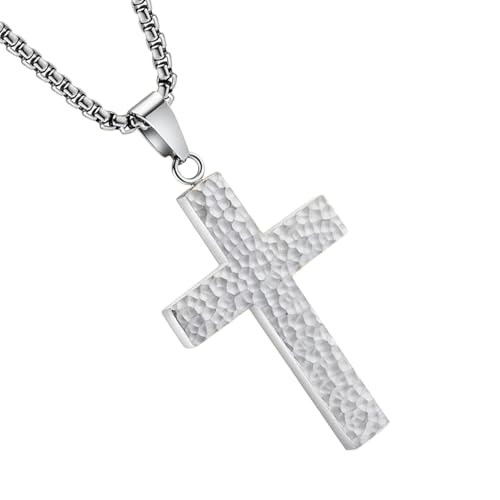 Ylnailky Damen-Halskette mit Kreuzanhänger, christliche Halskette, 3D-Druck, religiöser Charm-Schmuck mit Geheimfach, für Damen und Herren, Taufe, legere Anlässe, Refer to description, Titanstahl von Ylnailky