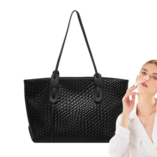 Ylnailky Gewebte Tragetasche - Leder Tragetasche - Groß Leicht Falbar Für Urlaub Einkaufen Arbeit Und Freizeit von Ylnailky