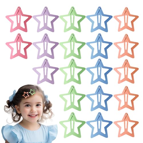 Ylnailky Kleine Stern-Haarspange,Stern-Haarspange,Stilvolle bunte Stern-Haarspange | 20X Metallstern-Haarspangen mit Schnappverschluss, rutschfeste, farbenfrohe, niedliche Haarspangen aus Metall für von Ylnailky
