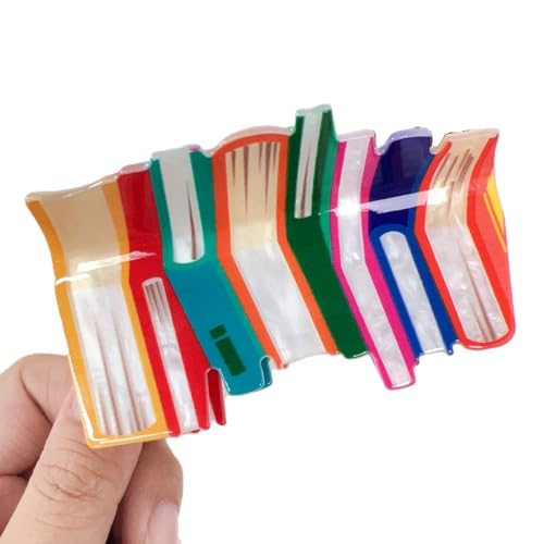 Bücherregal Haarspangen für Frauen, Bunte Buch Regal geformte Haar Krallen Clips für Frauen Dünnes dickes lockiges Haar, Rutschfeste starke Halt Kiefer Haarspangen A von YlobdolY