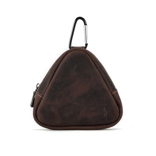 Dreieck kleine Münze Geldbörse für Männer Frauen, echtes Leder Tasche Organizer Change Halter mit Reißverschluss, echtes Rindsleder Schlüsselanhänger Geldbörse Kaffee von YlobdolY