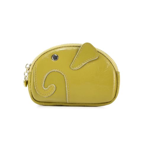 Elefant geformte kleine Münze Geldbörse für Männer Frauen, echtes Leder Tasche Organizer Wechselhalter mit Einzelreißverschluss, echtes Rindsleder Schlüsselanhänger Geldbörse Gelb von YlobdolY