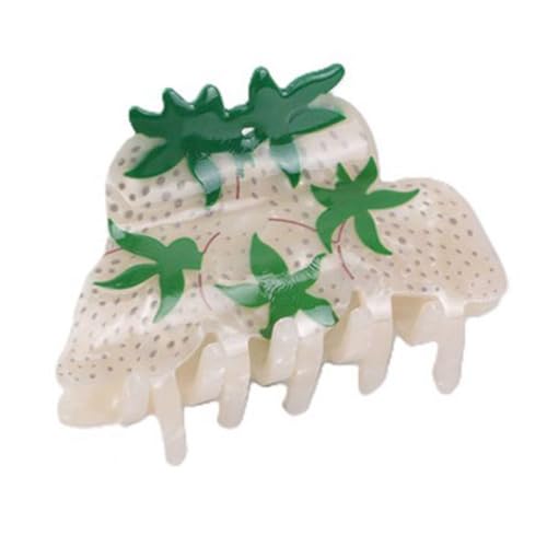 Haarklammern für Damen, hochwertig, abstrakt, dünn, dick, lockig, rutschfest, starker Halt, Kiefer-Haarschmuck, weiße Erdbeere von YlobdolY