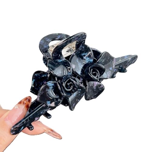 Haarklammern mit Doppelblumen, große Blumen, hochwertige Haarklammern für Damen, dünnes, dickes, lockiges Haar, rutschfest, starker Halt, Schwarz von YlobdolY