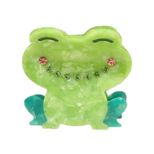 Haarklammern mit Strasssteinen, Tier-Design, niedlicher grüner Frosch, hochwertige Haarspangen für Damen, dünnes, dickes, lockiges Haar, rutschfest, starker Halt, Kiefer-Haar-Accessoires, Haarspangen von YlobdolY