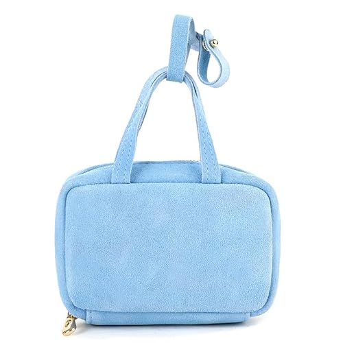 Handtasche geformte kleine Münze Geldbörse für Männer Frauen, echtes Leder Tasche Organizer Change Halter mit Knopf und Reißverschluss, echtes Rindsleder Schlüsselanhänger Wallet Blau von YlobdolY