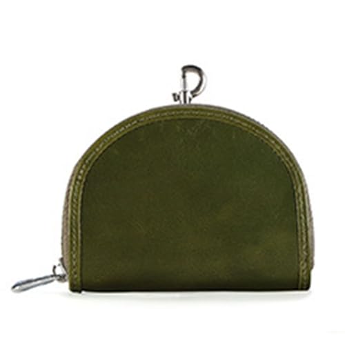 Kleine Münze Geldbörse für Männer Frauen, Halbmond Echtleder Tasche Organizer Change Halter mit Reißverschluss, echtes Rindsleder Schlüsselanhänger Geldbörse Grün von YlobdolY