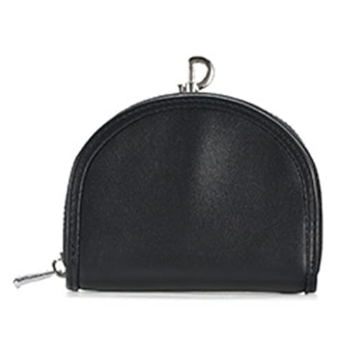Kleine Münze Geldbörse für Männer Frauen, Halbmond Echtleder Tasche Organizer Change Halter mit Reißverschluss, echtes Rindsleder Schlüsselanhänger Geldbörse Schwarz von YlobdolY
