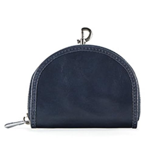 Kleine Münze Geldbörse für Männer Frauen, Halbmond Echtleder Tasche Organizer Change Halter mit Reißverschluss, echtes Rindsleder Schlüsselanhänger Wallet Blau von YlobdolY