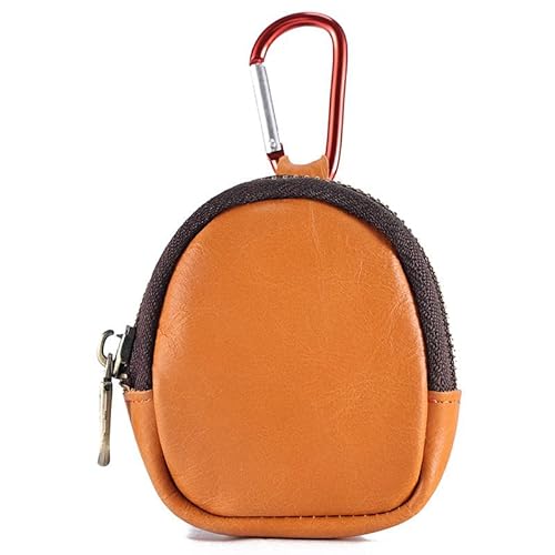 Kleine Münze Geldbörse für Männer Frauen, echtes Leder Tasche Organizer Change Halter mit Reißverschluss, echtes Rindsleder Schlüsselanhänger Geldbörse Orange von YlobdolY