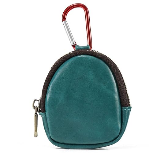 Kleine Münze Geldbörse für Männer Frauen, echtes Leder Tasche Organizer Change Halter mit Reißverschluss, echtes Rindsleder Schlüsselanhänger Geldbörse Teal von YlobdolY