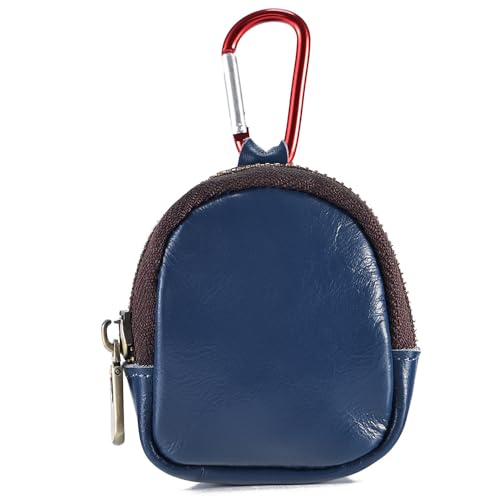Kleine Münze Geldbörse für Männer Frauen, echtes Leder Tasche Organizer Change Halter mit Reißverschluss, echtes Rindsleder Schlüsselanhänger Wallet Blau von YlobdolY
