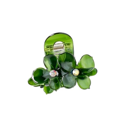 Kleine Zwillingsblumen-Haarspangen für Damen, niedlich, hochwertig, dünne, dicke, lockige Haare, rutschfest, starker Halt, Grün von YlobdolY