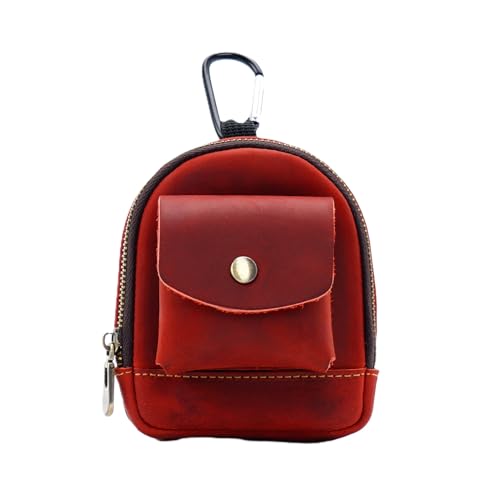 Mini Münze Geldbörse für Männer Frauen, Rucksack geformte echtes Leder Münze Tasche Organizer Fall Tasche mit Reißverschluss, echtes Vintage Rindsleder kleine Schlüsselanhänger Knopf Schlüss von YlobdolY