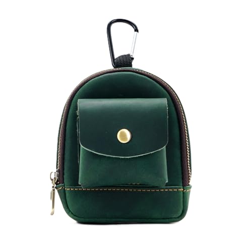 Mini Münze Geldbörse für Männer Frauen, Rucksack geformte echtes Leder Münze Tasche Organizer Fall Tasche mit Reißverschluss, echtes Vintage Rindsleder kleine Schlüsselanhänger Knopf Schlüss von YlobdolY
