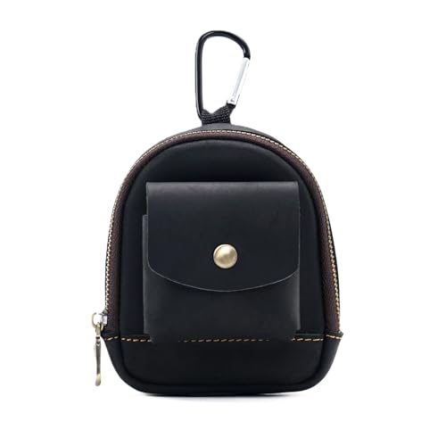 Mini Münze Geldbörse für Männer Frauen, Rucksack geformte echtes Leder Münze Tasche Organizer Fall Tasche mit Reißverschluss, echtes Vintage Rindsleder kleine Schlüsselanhänger Knopf Schlüss von YlobdolY