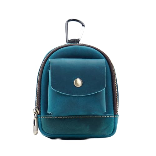 Mini Münze Geldbörse für Männer Frauen, Rucksack geformte echtes Leder Münze Tasche Organizer Fall Tasche mit Reißverschluss, echtes Vintage Rindsleder kleine Schlüsselanhänger Knopf Schlüss von YlobdolY