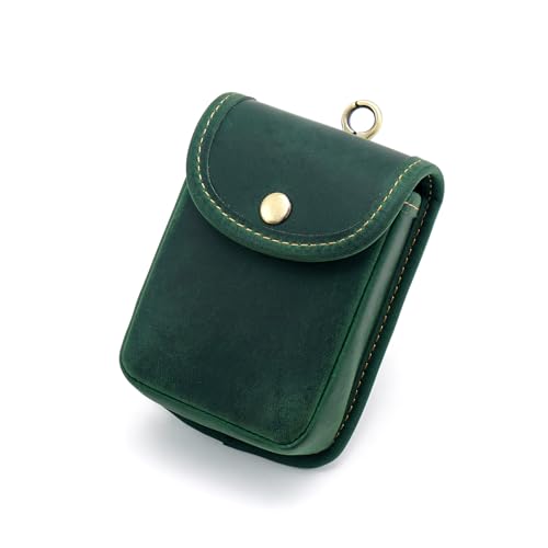 Mini Münze Geldbörse für Männer Frauen, echtes Leder Münze Tasche Organizer Fall Tasche mit Druckknopf, echtes Vintage Rindsleder kleine Schlüsselanhänger Schlüssel Geldbörse Grün von YlobdolY