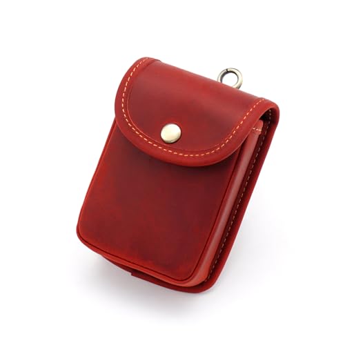 Mini Münze Geldbörse für Männer Frauen, echtes Leder Münze Tasche Organizer Fall Tasche mit Druckknopf, echtes Vintage Rindsleder kleine Schlüsselanhänger Schlüssel Geldbörse rot von YlobdolY