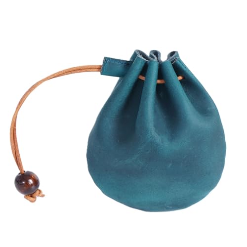 Mini Münze Geldbörse für Männer Frauen, echtes Leder Münze Tasche Organizer Fall Tasche mit Kordelzug, echtes Vintage Rindsleder kleine Schlüssel Geldbörse blau von YlobdolY