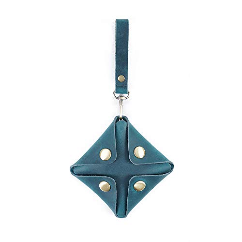 Mini quadratische Münze Geldbörse für Männer Frauen, echtes Leder Münze Tasche Organizer Fall Tasche mit Knöpfen, echte Neuheit Rindsleder kleine Schlüssel Geldbörse blau von YlobdolY