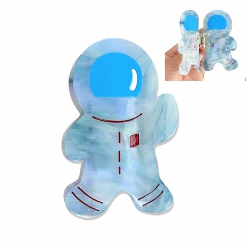 Niedliche Astronauten-Haarspangen für Frauen, Cartoon-Raumfahrer, hochwertige Haarklammern für Frauen, dünnes, dickes, lockiges Haar, rutschfest, starker Halt, Kiefer-Haarspangen, Blau von YlobdolY