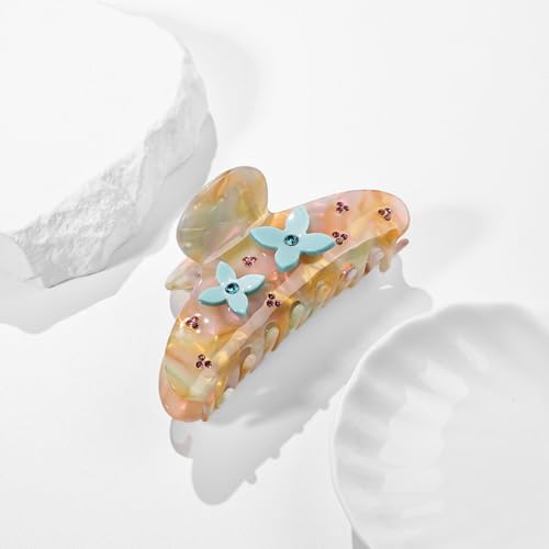 Niedliche Blumen-Haarspangen für Damen, hochwertige Strass-Haarspangen, Haarklammern für Damen, dünnes, dickes, lockiges Haar, rutschfest, starker Halt, Kiefer-Haarschmuck, Rosa von YlobdolY