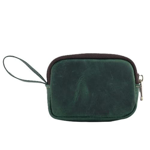 Rechteck kleine Münze Geldbörse für Männer Frauen, echtes Leder Tasche Organizer Change Halter mit Reißverschluss, echtes Rindsleder Schlüsselanhänger Geldbörse Grün von YlobdolY