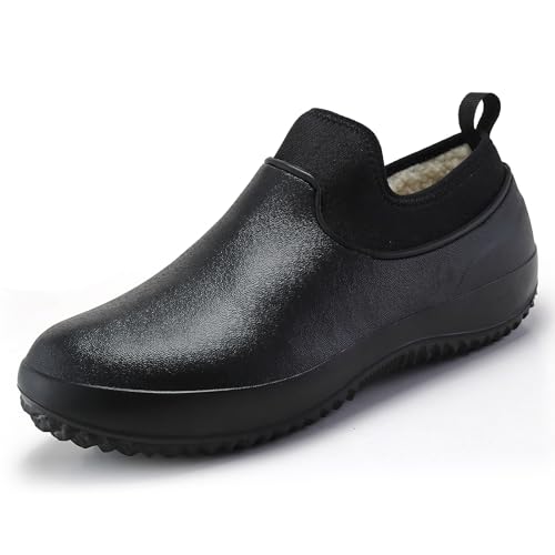 YloolY Herren Winterstiefel Rutschfest Kurz Gefütterte Schuhe Wasserdicht Stadt Regenstiefel Kurzschaft Stiefel Gummistiefel (45,Schwarz,45,Männlich) von YloolY