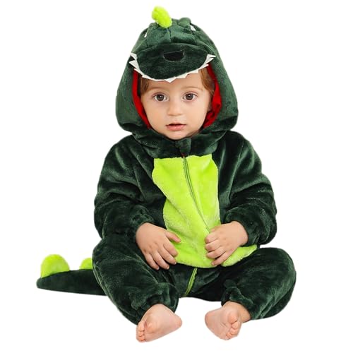 YloveM Baby Dinosaurier Kostüm Unisex Neugeborene Winter Strampler Reißverschlussoverall Flanell Kleinkind Mädchen Jungen Tier Onesie von YloveM