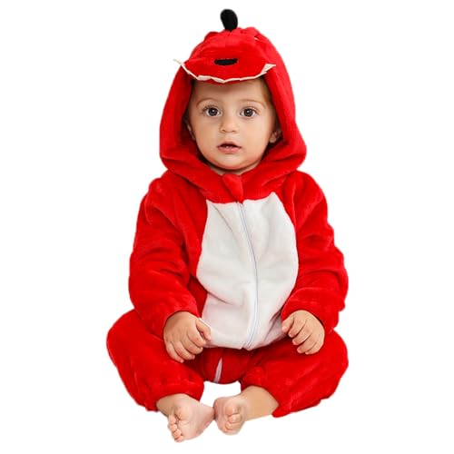 YloveM Baby Dinosaurier Kostüm Unisex Neugeborene Winter Strampler Reißverschlussoverall Flanell Kleinkind Mädchen Jungen Tier Onesie von YloveM