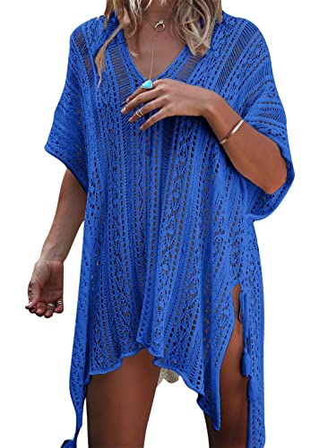 YloveM Damen Strandkleid, Gestrickte Crochet Bikini Cover Up Sommer Pareo Beach Kleid Badeanzug Bedecken Bikini Leibchen Strandkleid Bikini Häkeln Bluse von YloveM