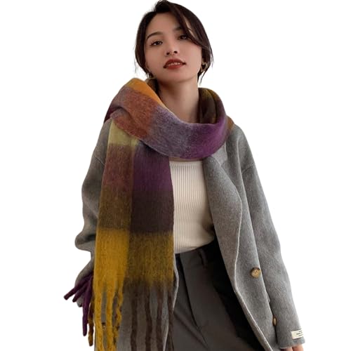 YloveM schal weich damen winter,long dicker weich schal,tartan weihnachtsschal XXL Braun38 von YloveM