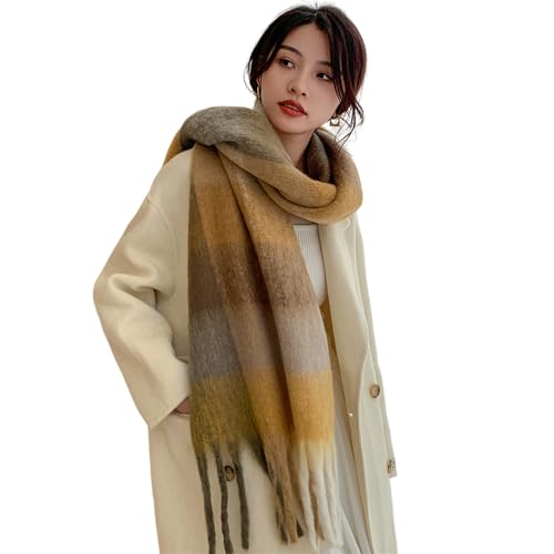YloveM schal weich damen winter,long dicker weich schal,tartan weihnachtsschal XXL Gelb5 von YloveM