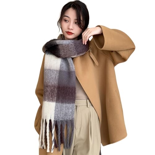 YloveM schal weich damen winter,long dicker weich schal,tartan weihnachtsschal XXL Grau38 von YloveM