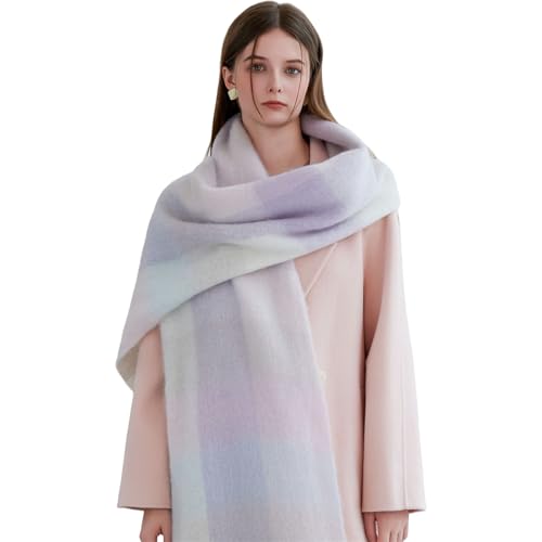 YloveM schal weich damen winter,long dicker weich schal,tartan weihnachtsschal XXL Weiß11 von YloveM