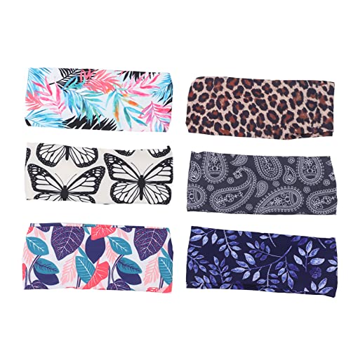 6Pcs Wide Stretchable Headbands, Soft Yoga Headwraps, Digital Printing Hair Bands for Daily Use, Nylon Sports Gear von Ylwxzenith