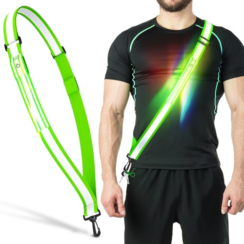 Reflektierende LED-Gürtelschärpe, Sicherheitslichter für Spaziergänger bei Nacht, hohe Sichtbarkeit, reflektierende Laufausrüstung für Männer, Frauen, Nacht-Hunde-Spaziergänge (Bunte Lichter) von Ylzzrs