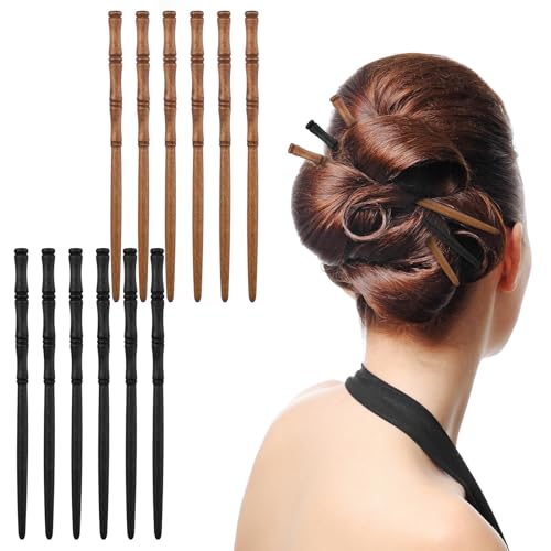 12 Stück Retro Haarstäbchen Holz,Ymapinc Bambus Haarnadel Damen Wooden Hair Sticks für Dutts Chinesischer Stil Haarklammer Retro Haarnadeln für Design Frisur Hochsteckfrisur von Ymapinc