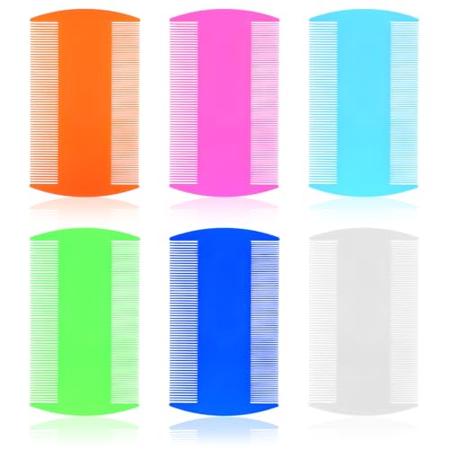 Ymapinc 6 Stück Doppelseitig Nissenkamm,Plastik Läusekamm Flohkamm Hunde Flohkamm für Katzen Läusekamm Kinder Haustierkamm Feinzahniger Kopflauskamm für Entfernung von Flöhen und Zeckenissenkamm von Ymapinc