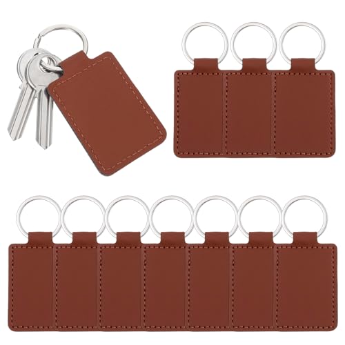 Ymapinc 10 Stück DIY Schlüsselanhänger für Laser Gravieren, Leder Schlüsselanhänger Rohlinge Laser Leder Rohlinge für Personalisierte Geburtstagsgeschenke Schlüssel Anhänger Taschenzubehör von Ymapinc