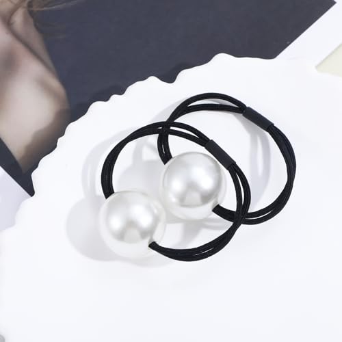 Ymapinc 2 Stück Haargummis Perlen Damen Elegant Haargummi Schwarz Elastische Scrunchies Mädchen Haarschmuck Perlen für Fixieren Pferdeschwanz von Ymapinc