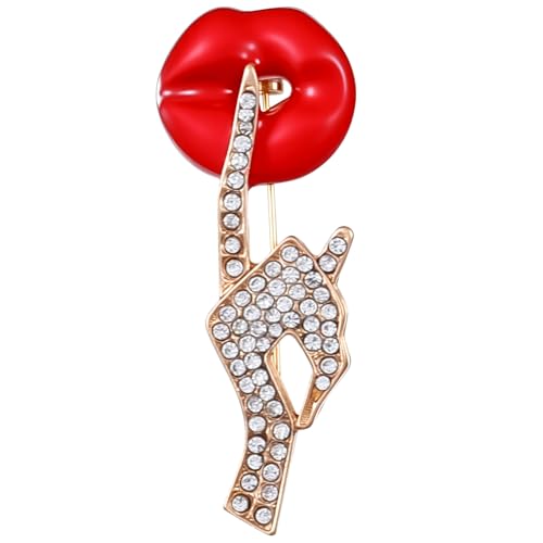 Ymapinc Rote Lippen Pins Lustige Finger Anstecknadel Heiße Personalisierte Rote Lippen Anstecker Pin Cute Broschen Damen für Halsbänder Rucksäcke Segeltuchtaschen Taschenzubehör von Ymapinc