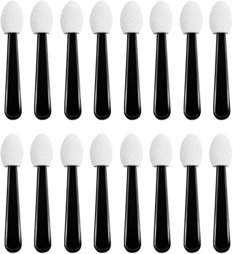100 Stück schwarz weiß kleine Lidschatten Applikatoren Lidschatten Schwamm Applikator Sticks Augen Make-up Applikatoren Schwamm Spitze Make-up Applikatoren Lidschatten Pinsel Make-up Pinsel Werkzeuge von Ymhapp