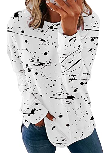 Yming Damen Lässiges Sweatshirt Graffiti Print Sweatshirt Plus Size Rundhals Sweatshirt Weiß Graffiti L von Yming