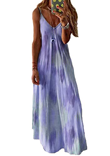 Yming Damen Casual Schlinge Kleid Schlinge Kleid Batik-Print Urlaubskleid Violett M von Yming