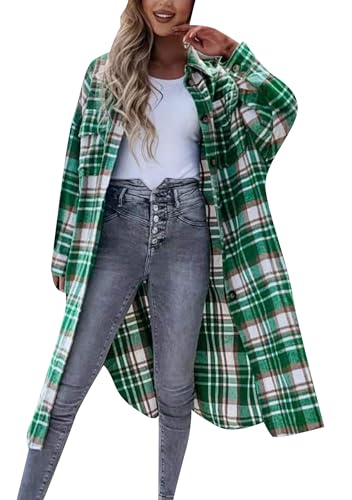 Yming Damen Color Block Basic Classic Reverskragen Jacken Elegante Warme Offene Front Street Vielseitige Jacken Grün M von Yming