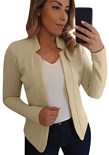 Yming Damen Einfarbiger Blazer Lässiger Blazer Mit Taschen Lässige Lose Jacke Khaki S von Yming