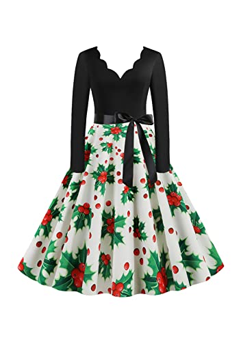 Yming Party Elegantes Kleid Für Frauen Hohe Taille Blumenkleid Trapez Cocktailkleid Weihnachten Weiß 3XL von Yming